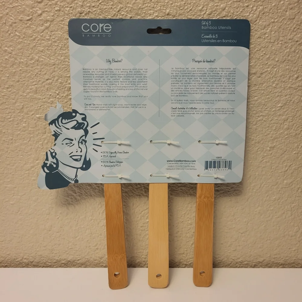 NWT Core Bamboo Set of 3 Bamboo Utensils